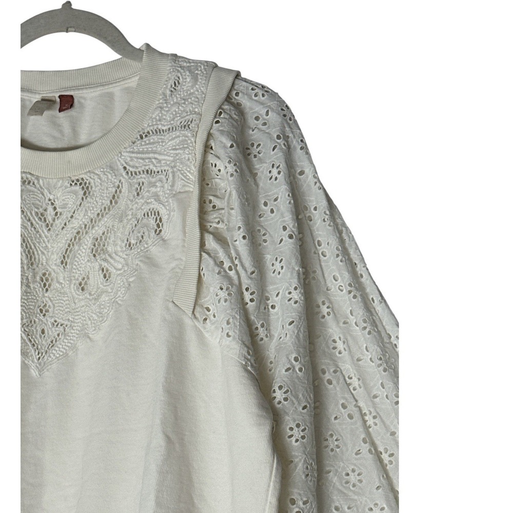 Pilcro By Anthropologie Top Women's Medium eyelet Embroidery Long Sleeve - Picture 7 of 9